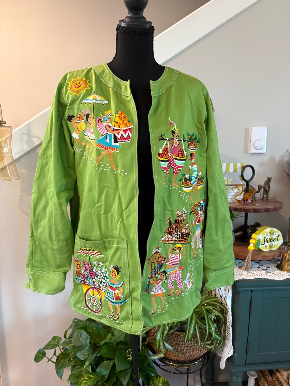 Bob Mackie Lime Green Embroidered Kids Jean Jacket